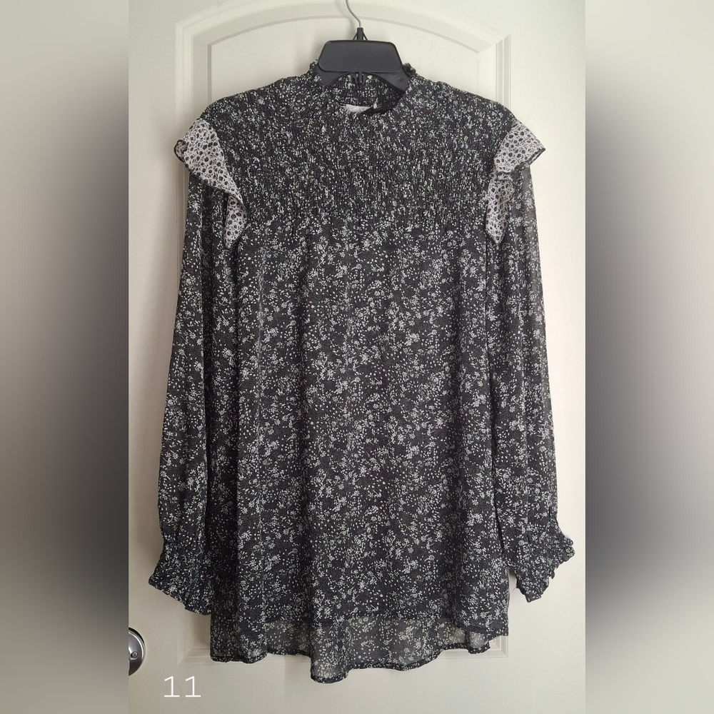 Hayden floral sheer womens blouse‎ size large boho casual party  bussines casual